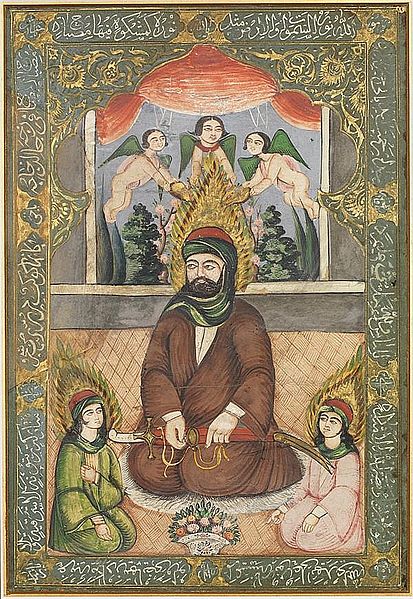 413px-CHAMAYEL_early_19th_century_qajar_iran_miniature_representing_Imam_Ali_and_his_children
